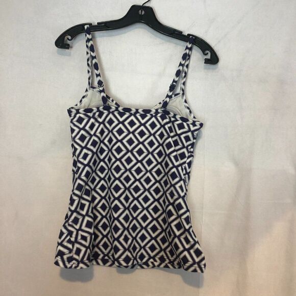 Croft & Barrow Women's Swim Tankini Top Size 10 Purple, Gray & White Diamond Pat - Picture 2 of 5